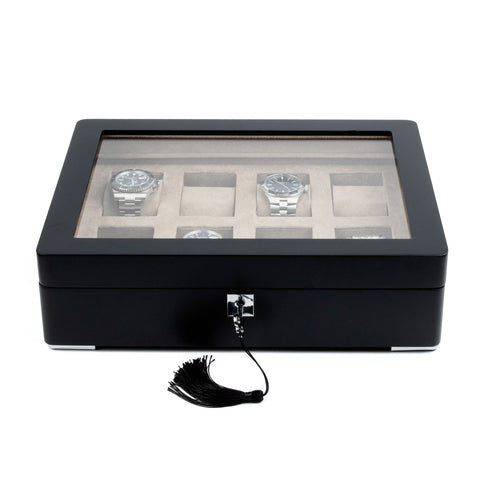 MONAD LEGACY BLACK WATCH BOX IN SAND (8 SLOTS)