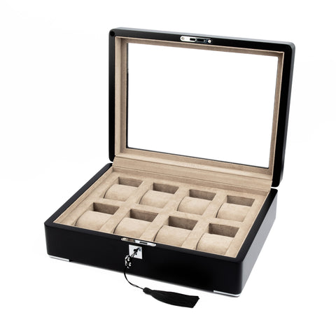 MONAD LEGACY BLACK WATCH BOX IN SAND (8 SLOTS)