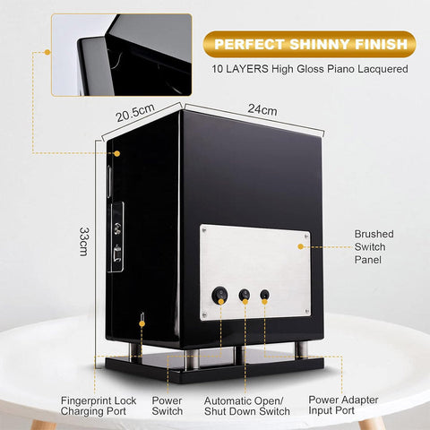 MHB Fingerprint Key-Lock LCD Remote Control Premium Watch Winder - MHB20-004