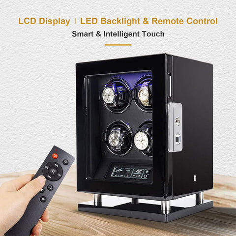 MHB Fingerprint Key-Lock LCD Remote Control Premium Watch Winder - MHB20-006