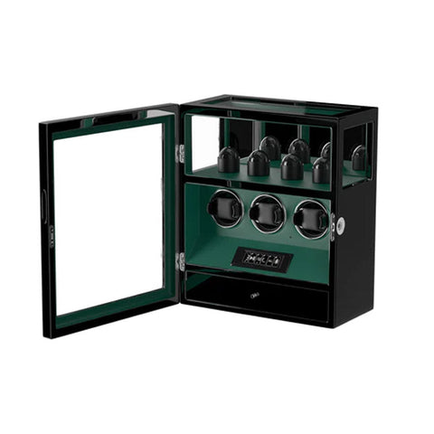 MHB 3-in-1 Fingerprint Lock LCD Remote Control Premium Watch Winder - MHB22B-034