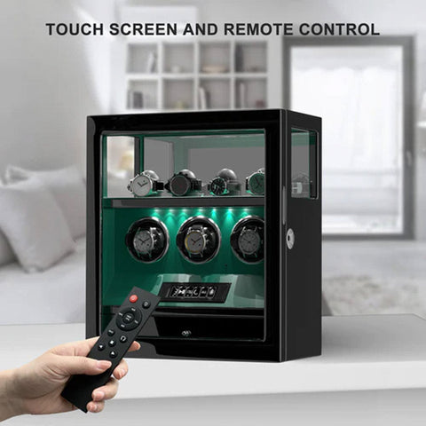 MHB 3-in-1 Fingerprint Lock LCD Remote Control Premium Watch Winder - MHB22B-034