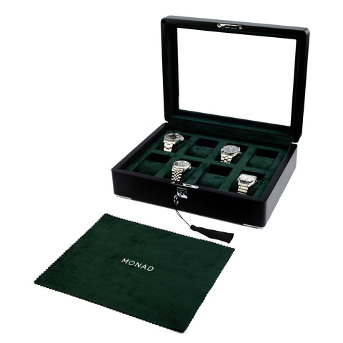 MONAD LEGACY BLACK WATCH BOX IN GREEN (8 SLOTS)