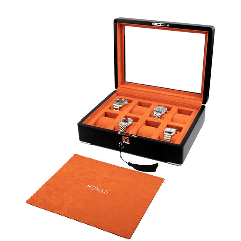 MONAD LEGACY BLACK WATCH BOX IN ORANGE (8 SLOTS)