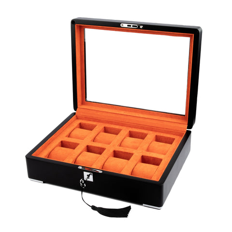 MONAD LEGACY BLACK WATCH BOX IN ORANGE (8 SLOTS)