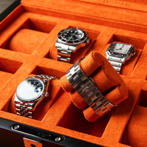 MONAD LEGACY BLACK WATCH BOX IN ORANGE (8 SLOTS)